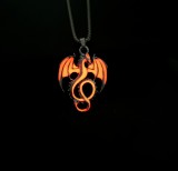 Halloween Night Glow Wind God Wing Dragon Pendant Punk Trend Hip Hop Necklace Stainless Steel Chain