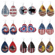 Independence Day Leather Earrings Water Drops American Flag Made Old Earrings Festival Tie Dyed Earrings