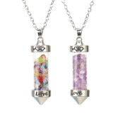 Colorful Stone Wishing Bottle Cone Love Glass Bottle Pendant Necklace