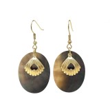 Tropical Wind Natural Oval Black Shell Earrings Island Beach Vacation Shell Earrings Tourist Attraction Products