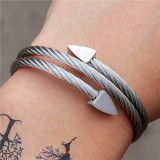Stainless steel exo triangular multi-layer open bracelet