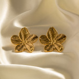 Gold stainless steel flower earrings