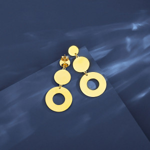 Stainless steel circular splicing earrings