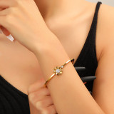 Stainless steel small daisy diamond bracelet
