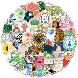 50 pieces of mental health stickers, new health knowledge, psychological education stickers, luggage, helmet, refrigerator, waterproof stickers