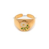 Stainless steel enamel painted talisman opening ring