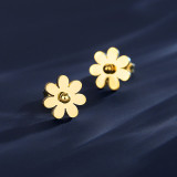 Gold stainless steel flower earrings