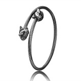Stainless steel wolf head steel wire opening adjustable bracelet