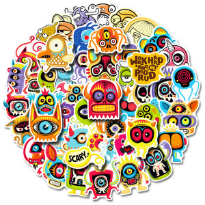 50 Small Monster Stickers Graffiti Personalized Cartoon DIY Skateboard Waterproof Stickers