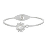 Stainless steel small daisy diamond bracelet