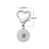 Peach heart shaped lobster clasp metal Key chain fit 20MM Snaps button jewelry wholesale