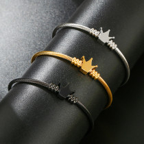 Stainless steel crown opening adjustable bracelet