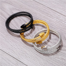 Stainless steel exo triangular multi-layer open bracelet