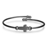 Stainless steel cross opening adjustable bracelet