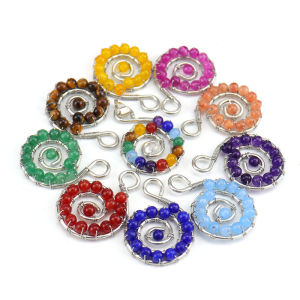 Handwound Natural Colorful Crystal Beads Silver Spiral Necklace Crystal Stone Conch Pendant Necklace