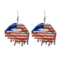 Lip acrylic rainbow earrings American Independence Day flag