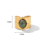 Stainless steel natural stone gemstone opening ring