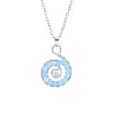 Handwound Natural Colorful Crystal Beads Silver Spiral Necklace Crystal Stone Conch Pendant Necklace