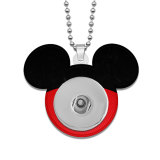 Christmas Mickey Flower Nurse Black and white Double sided Printed  Acrylic 60CM Necklace Pendant  20MM Snaps button jewelry wholesale