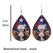 Fun Design Personalized Animal Earrings, Independence Day, Texas West Farm Pig Dog Cow Wood Earrings