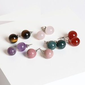 10MM Stainless steel natural stone earrings