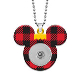Christmas Mickey Flower Nurse Black and white Double sided Printed  Acrylic 60CM Necklace Pendant  20MM Snaps button jewelry wholesale