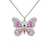 Multicolor Alloy Oil Dropping Butterfly Necklace