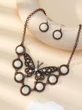 Natural Stone Butterfly Water Diamond Earrings Necklace Set