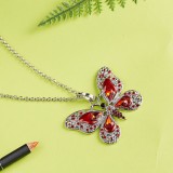 Multicolor Alloy Oil Dropping Butterfly Necklace