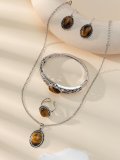 Natural Stone Necklace Earrings Ring Bracelet Set