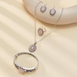 Natural Stone Necklace Earrings Ring Bracelet Set