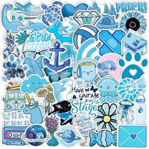 50 blue small fresh ins graffiti stickers VSCO blue ocean breeze small fresh insulation cup waterproof stickers