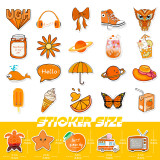 50 orange small fresh ins graffiti stickers suitcase laptop phone sticker VSCO orange sea waterproof sticker