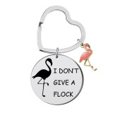 28CM Flamingo Round Stainless Steel Keychain Necklace