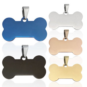 Stainless steel bone dog tag pet gift engraved hanging tag pendant