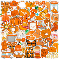 50 orange small fresh ins graffiti stickers suitcase laptop phone sticker VSCO orange sea waterproof sticker