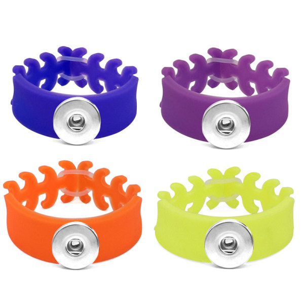 16cm children bracelet with 2mm width silicone stretch fit 20mm Snaps button jewelry wholesale