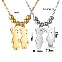 Stainless steel boy girl good friend family pendant necklace