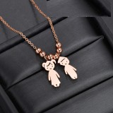 Stainless steel boy girl good friend family pendant necklace