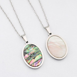 Stainless steel shell pendant necklace