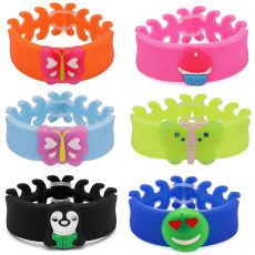 16cm children Cartoon Butterfly penguin expression bracelet with 2mm width silicone stretch bracelets