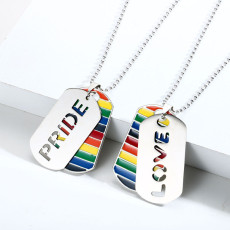Stainless Steel Rainbow Love Pride Necklace