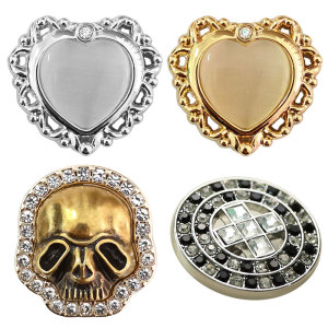 25MM love skull metal  Rhinestones snap button charms