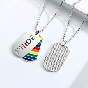 Stainless Steel Rainbow Love Pride Necklace