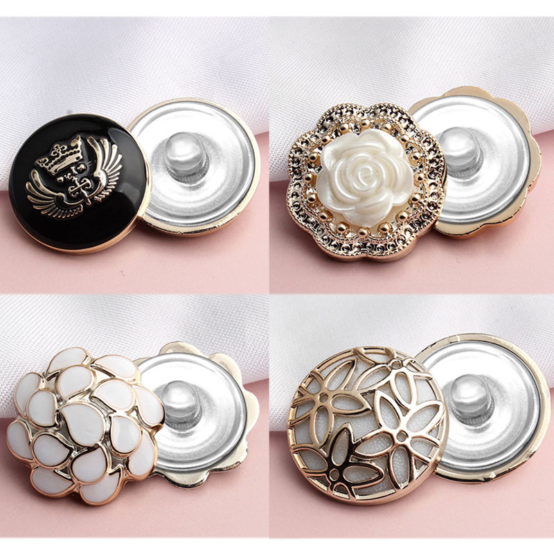 20MM Flower circular plastics Pearl snap button charms