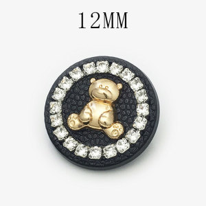 12MM love Little Bear metal Rhinestones DIY snap button charms