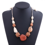 Acrylic Stone Wood Beads Adjustable Length Necklace