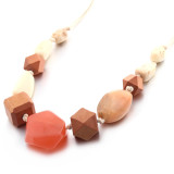 Acrylic Stone Wood Beads Adjustable Length Necklace