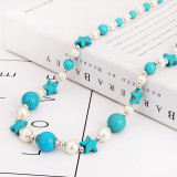 Turquoise Starfish Pearl Beaded Necklace
