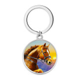 Stainless Steel Unicorn horse Cartoon pattern Painted  Keychain  key chain